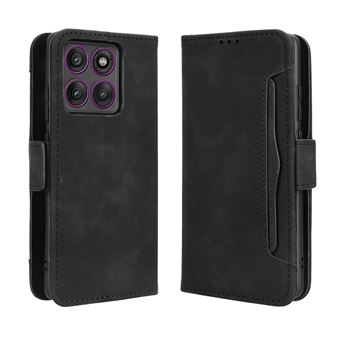 Capa FOXDOCK Protetora para Motorola Edge 60 Pro | Suporte e Flip de couro PU | À Prova de Choque | Preto - 1