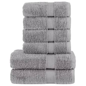 Conjunto de toalhas de banho premium vidaXL | 6 peças | 600 gsm 100% algodão cinza - 1