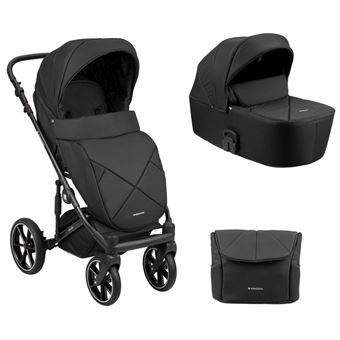 Carrinho de Bebé com alcofa 2 em 1 Kikka Boo Amani Negro - 1