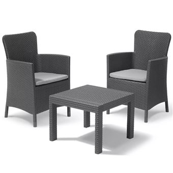 Conjunto Cadeiras e Mesa Allibert para exterior 3 pcs Salvador grafite 221307 60x62x89 cm - 1