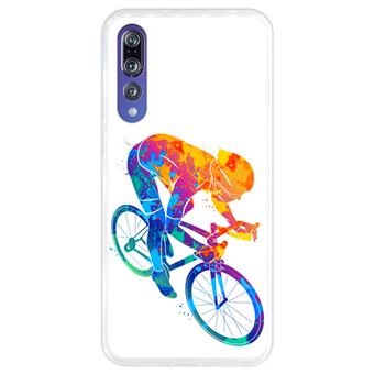 Capa Hapdey para Huawei P20 Pro - P20 Plus Design Ciclista Colorido Abstrato em Silicone Flexível e TPU