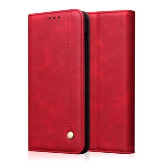 Capa PU cavalo louco auto-absorvido vintage vermelho para Samsung Galaxy A50