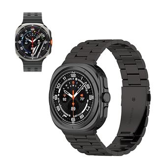 Kit Bracelete Aço Stainless Lux + Ferramenta + Película de Gel Full Cover Phonecare para Samsung Galaxy Watch Ultra LTE 47mm | Preto / Transparente - 1