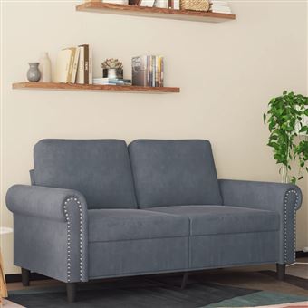 Sofá vidaXL | 2 lugares | 120 cm | veludo cinza-escuro - 1