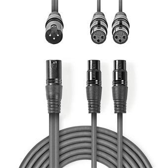 Cabo de Áudio Nedis 1 x XLR Macho - 2x XLR Fêmea | 1.5 m - 1