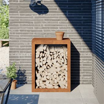 Suporte para lenha vidaXL | 60x40x80 cm | aço corten - 1
