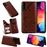 Capa Magunivers | PU + TPU gato e abelha com muleta e titular do cartão Castanho para Samsung Galaxy A50/A50s/A30s_0