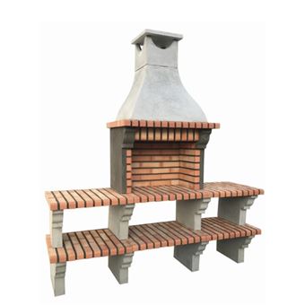 Churrasqueira com 4 bancadas ARTICIMENTOS BBQ PETRA | produzida em tijolo e cimento refratário | 206x57x240cm - 1