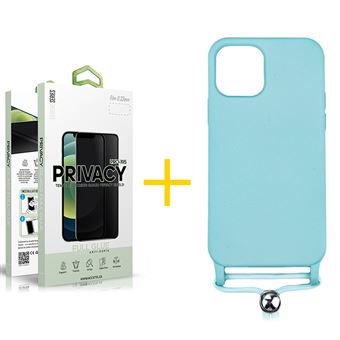 Pack 1 x Película de Vidro Temperado Anti-Spy + Capa skyhe Apple iPhone 12 Pro | Gel Rope - Verde Água - 1