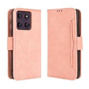 Capa FOXDOCK Protetora para Motorola Edge 60 Pro | Suporte e Flip de couro PU | À Prova de Choque | Rosa - 1
