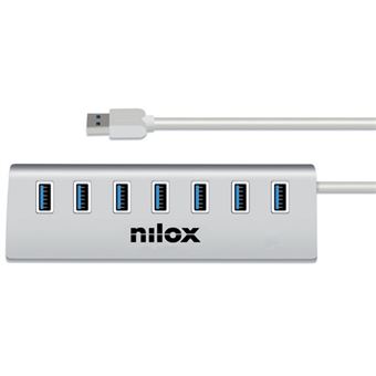 Hub de interface nilox nx7hub30 usb 3.2 gen 1 (3.1 gen 1) type-a 5000 mbit/s cinzento - 1