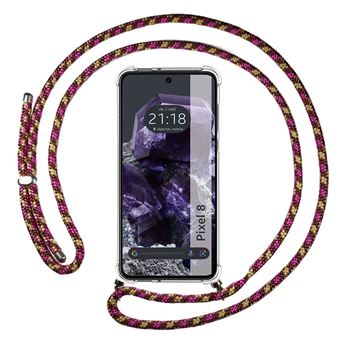 Capa Tumundosmartphone suspensa transparente para Google Pixel 8 5G com cordão rosa / dourado - 1