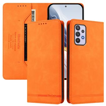 Capa FOXDOCK Tipo Carteira Flip para Samsung Galaxy A32 4G com Bloqueio RFID | Fecho Magnético | Pele PU  | Laranja - 1