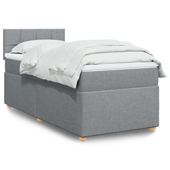 Cama com molas e colchão vidaXL | 90x190 cm | tecido cinzento-claro - 1