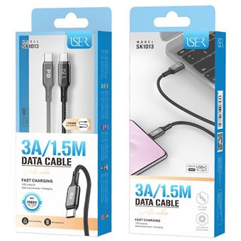 Cabo de Dados PD USB-C para Type-C ISER Sk1013 | 1.5 m - Preto - 1