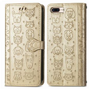 Capa FLOODKING para iPhone 8 Plus/7 Plus | Flip | PU | Porta-Cartões | Dourado - 1