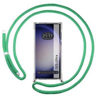 Capa Tumundosmartphone suspensa transparente para Samsung Galaxy S23 Ultra 5G com cabo verde água - 1