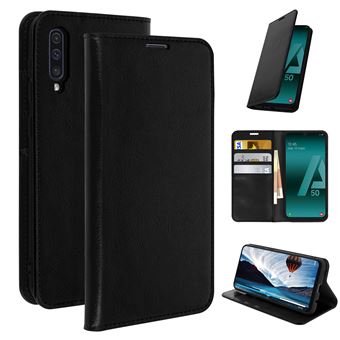 Capa Flip Avizar para Samsung Galaxy A50 de Couro Carteira Preto - 1
