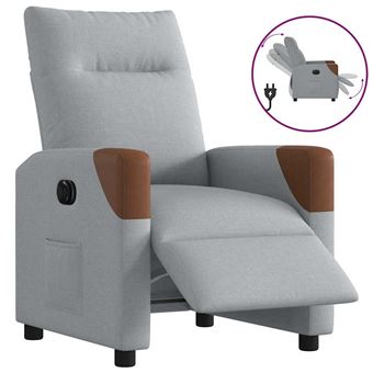 Poltrona reclinável elétrica vidaXL |  tecido cinzento-claro - 1