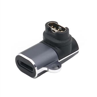 Adaptador de Carga 90° Type-IOS(F) to Garmin(M) GIFT4ME para Garmin Quatix 6 / 6 Titanium / 6X / Solar5 /5 Saphirre | Cinza - 1