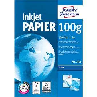 Papel para Impressão Avery Bright White Inkjet Papier A4 500 Sheets | Branco - 1