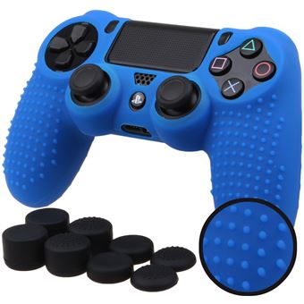 Capa HSMY Silicone Antideslizante + Grips para Comando PS4/Slim/Pro - Azul - 1