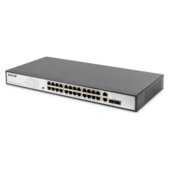 comutador de rede Digitus DN-95343 Não-gerido Fast Ethernet (10/100) Preto, Prateado 1U Apoio Power over Ethernet (PoE)