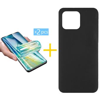 Pack skyhe 2 x Película de Hidrogel + Capa para Xiaomi MI 11 Lite 5G NE Silicone Líquido - Preto - 1