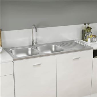 Lava-louça cozinha + cuba dupla vidaXL | 1200x500x155 mm inox prateado - 1