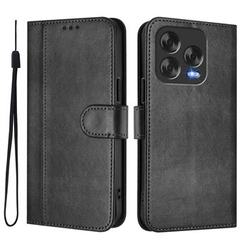 Capa FOXDOCK para ZTE Blade V70 Vita/Nubia V70 Design | Estilo Vintage | TPU com Textura de Pele Antiderrapante | Compartimentos para Cartões e Suporte | Preto - 1