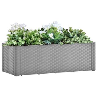 Vaso/floreira com sistema rega automática vidaXL | 100x43x33 cm | cinzento - 1