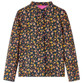 Camisa para criança | vidaXL | com colarinho mandarim azul-marinho 104 | 3 a 4 anos - 1