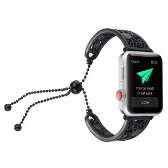 Pulseira de Metal Magunivers elegante com decoração de flores Preto para Apple Watch Series 3 2 1 42mm - 1