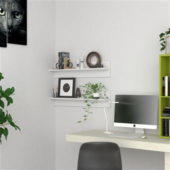 Estantes de parede vidaXL | 2 Peças | 80x11,5x18 cm | contraplacado branco - 1