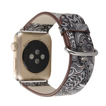 Bracelete de Couro HSMY Grafite para Apple Watch Series 6/ SE/ 5/ 4 | 40 mm - Preto&Cinza - 1