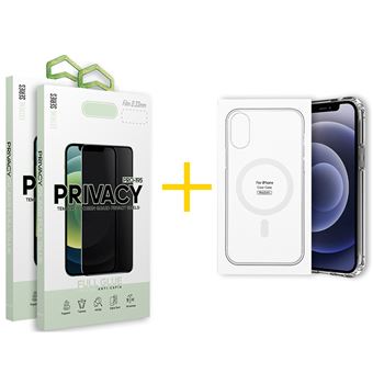 Pack 2 x Película de Vidro Temperado Anti-Spy + Capa skyhe Apple iPhone X / XS Compatível com Magsafe Magnetic - Transparente Clear - 1