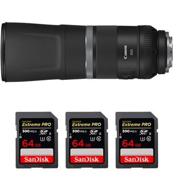Canon RF 800mm f/11 IS STM + 3 SanDisk 64GB Extreme PRO UHS-II SDXC 300 MB/s + PDF 15 Técnicas para Melhorar as suas Fotografias - 1