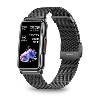 Smartwatch DAM H80 com 20 Multidesportos | Monitor cardíaco de Pressão e de Oxigénio no sangue | Pulseira metálica | 2,5x1,2x4,5 cm - Preto - 1