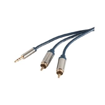 cabo de áudio shiverpeaks sp-PROFESSIONAL  0,75 m 3.5mm 2 x RCA Azul, Cromo - 1