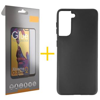 Pack 1 x Película de Vidro Temperado Full + Capa skyhe Samsung Galaxy A15 5G Silicone Liso - Preto - 1