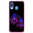 Capa Hapdey para Samsung Galaxy A40 2019 Design Caveira Neon com Headphones em Silicone Flexível e TPU Cor-de-Rosa