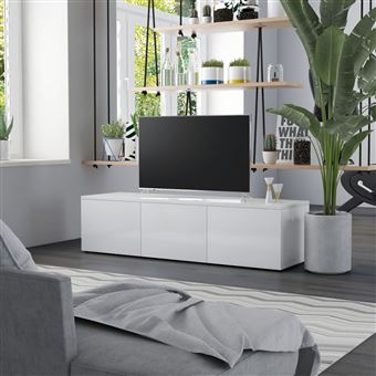 Móvel para TV vidaXL 120x34x30 cm contraplacado branco brilhante - 1