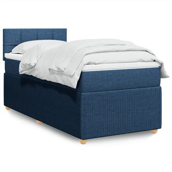 Cama com molas/colchão vidaXL | 90x200 cm | tecido azul - 1