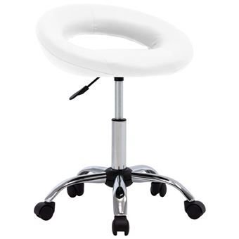 Banco de Trabalho com Rodas vidaXL | Couro artificial branco - 1