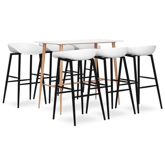 Conjunto de Bar vidaXL 7 Peças branco - 1