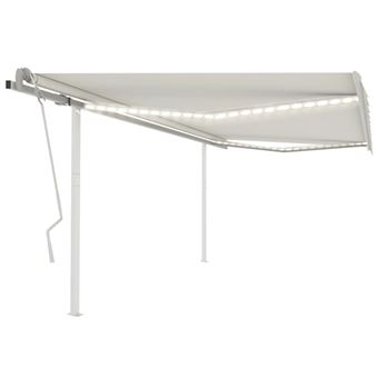 Toldo retrátil manual com LED vidaXL | 4x3,5 m | cor creme - 1