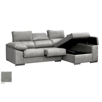 Sofá com Chaise Longue Allmobel com Arco | Reclinado | Cimento Cinza - 1