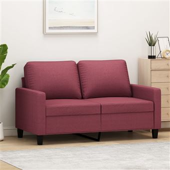 Sofá de 2 Lugares vidaXL | tecido | 120 cm | vermelho tinto - 1