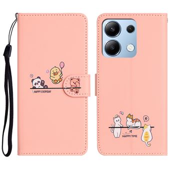 Capa ZURSANA para Xiaomi Redmi Note 13 4G | Suporte | Pele PU | Porta-Cartões | Magnético | com Cordão | Rosa - 1