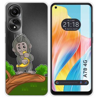 Capa Tumundosmartphone de silicone transparente para Oppo A78 4G design de macaco de desenho animado - 1